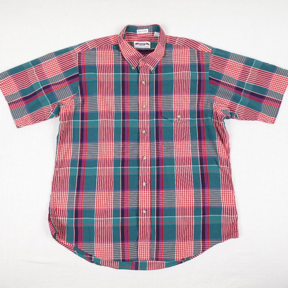 Vintage GANT Rough Weather Southport Poplin Short Sleeve Shirt Men's L Casual